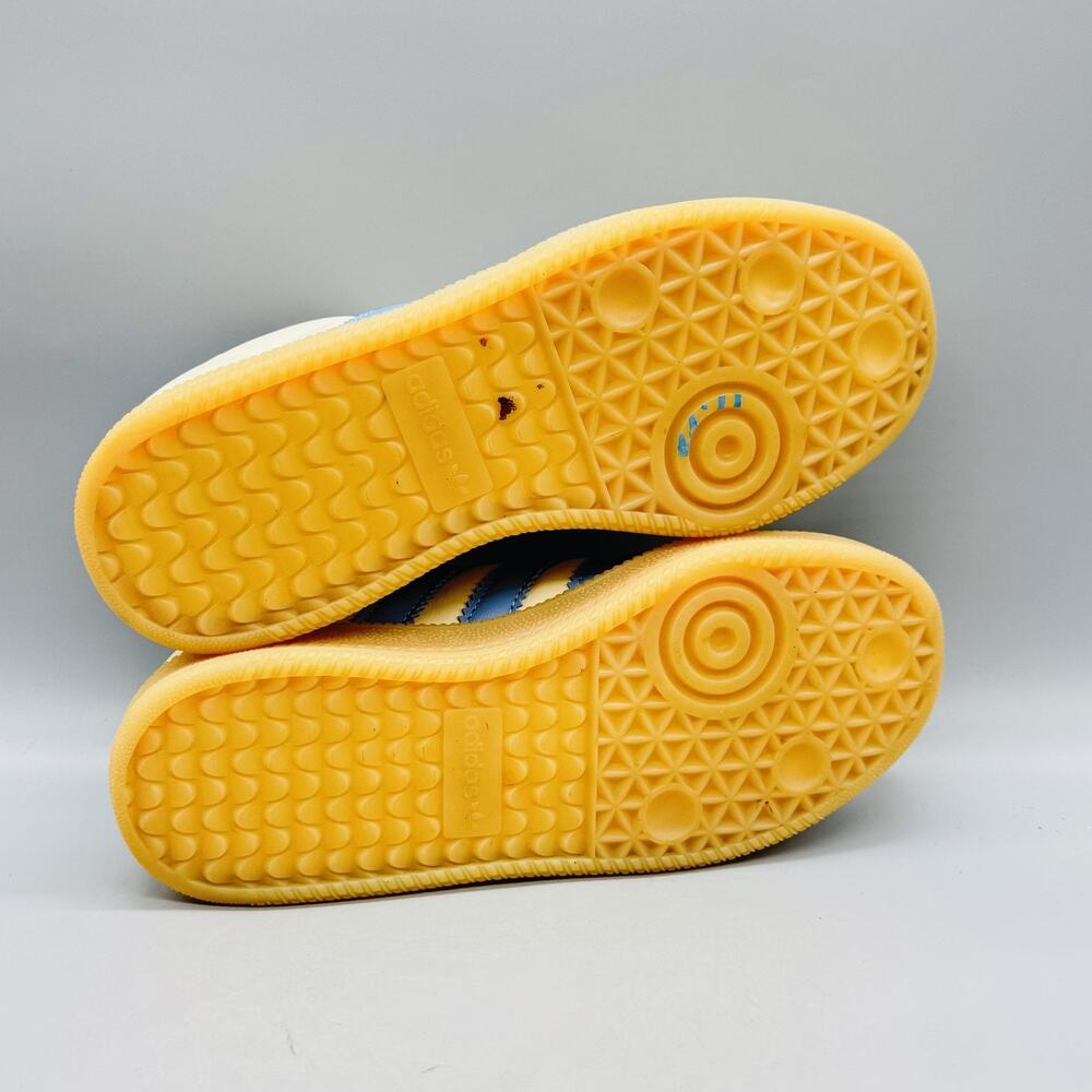 Adidas Originals Shoes Mens 8 White Blue Leather Samba Gum Sole Soccer Sneakers - Picture 8 of 11